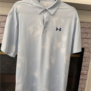 Under Armour Men’s Sky Blue Cloud Pattern Polo – Large ☁️💙